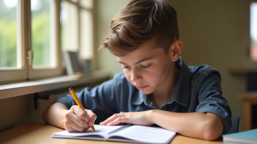 Estudante anotando palavras em inglês em caderno durante sessão de aprendizado